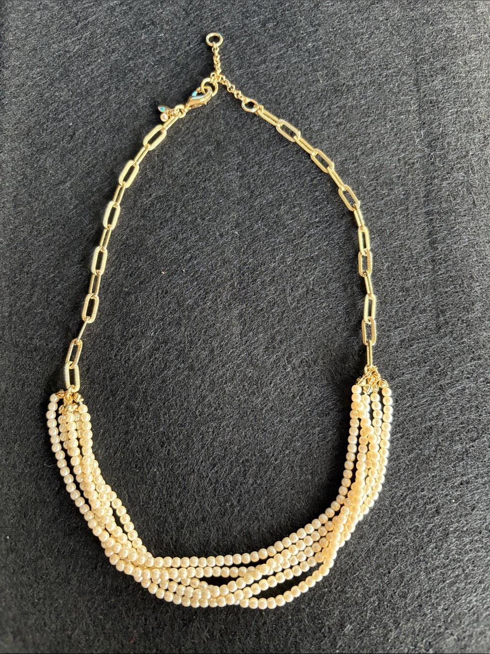 Ann Taylor Gold-Tone Multi-Strand Cream Pearl Necklace